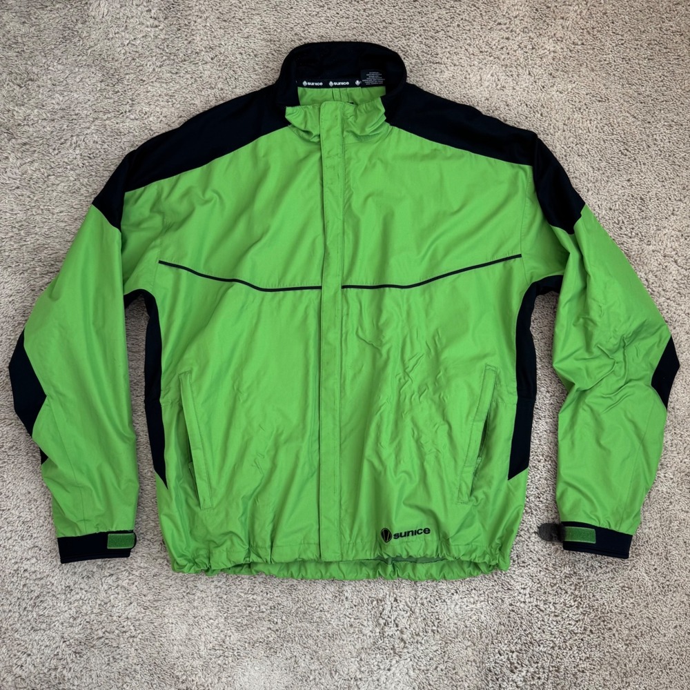 Sunice Typhoon Golf Rain Jacket Men's L Waterproof‎ Breathable Neon Green Black